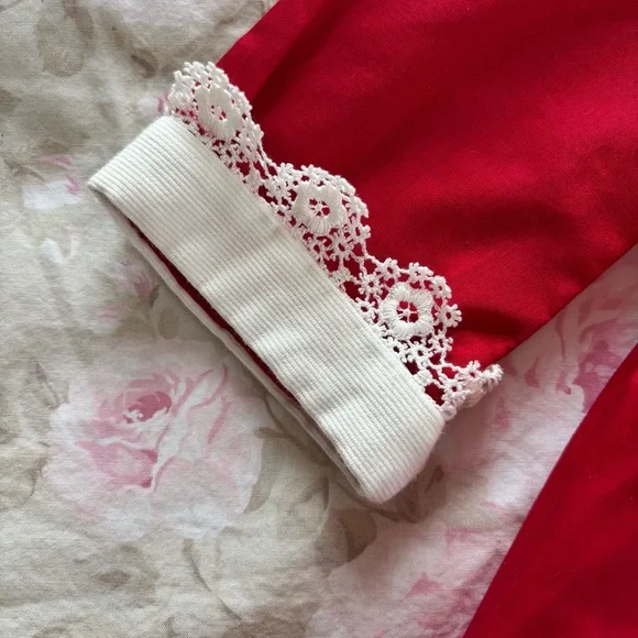 Polly Flinders Smocked Dress Red with White Lace Trimmed Collar Vintage Size 2T - Picture 5 of 6